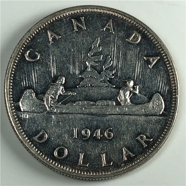 1946 King George VI Canadian Silver Dollar DBL-HP