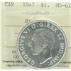 1947 Blunt King George VI Canadian Silver Dollar ICCS MS-63
