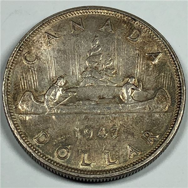 1947 Blunt King George VI Canadian Silver Dollar