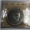 Image 2 : 1947 Maple King George VI Canadian Silver Dollar ICCS-EF-40