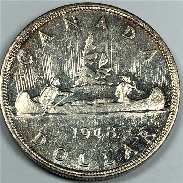 1948 King George VI Canadian Silver Dollar Graded AU++
