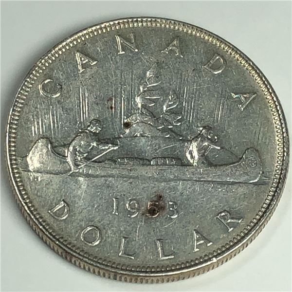 1953 Queen Elizabeth II Canadian Silver Dollar