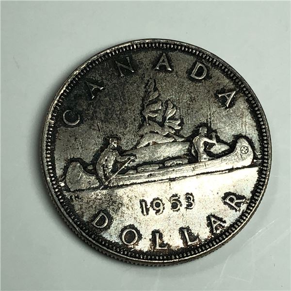 1953 Queen Elizabeth II Canadian Silver Dollar