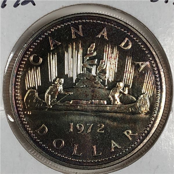 1972 Queen Elizabeth II Canadian Silver Dollar UNC Light Golden Tones