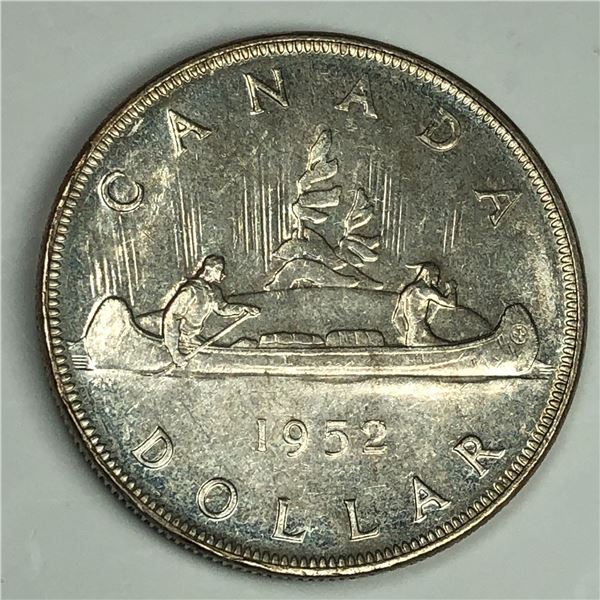 1952 King George VI Canadian Silver Dollar Ch-AU SWL DBL-HP