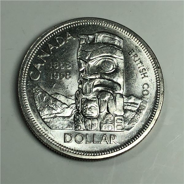 1958 Queen Elizabeth II Canadian Silver Dollar UNC Blast White