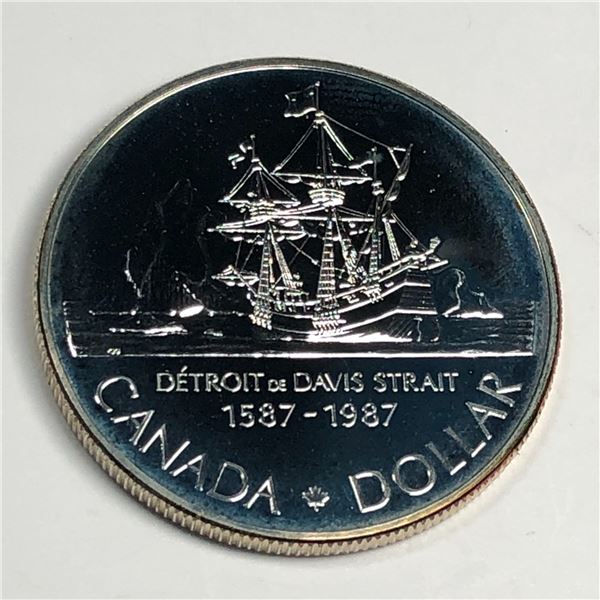 1987 Queen Elizabeth II Canadian Silver Dollar UNC