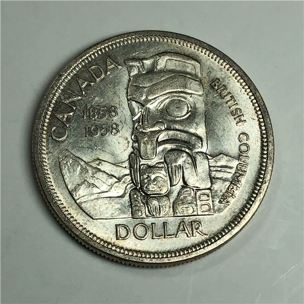 1958 Queen Elizabeth II Canadian Silver Dollar UNC++