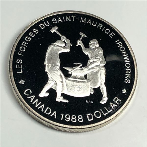 1988 Queen Elizabeth II Canadian Silver Dollar UNC  Heavy Cameo