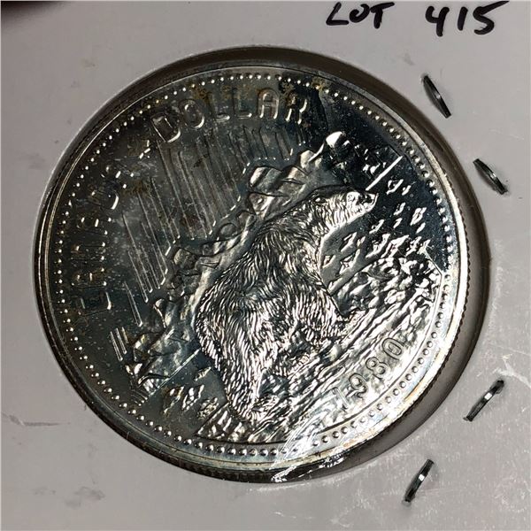 1980 Queen Elizabeth II Canadian Silver Dollar UNC