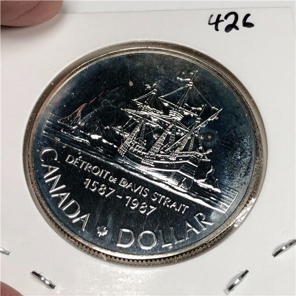 1987 Queen Elizabeth II Canadian Silver Dollar UNC