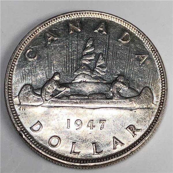 1947 Blunt King George VI Canadian Silver Dollar