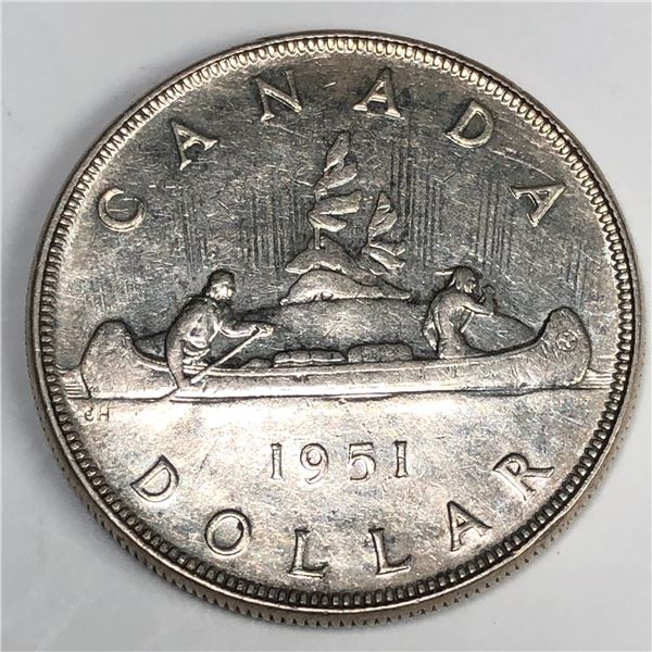 1951 King George VI Canadian Silver Dollar DBL-HP