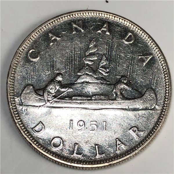 1951 King George VI Canadian Silver Dollar DBL-HP