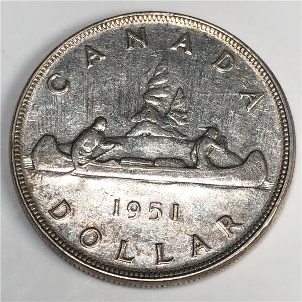 1951 King George VI Canadian Silver Dollar DBL-HP