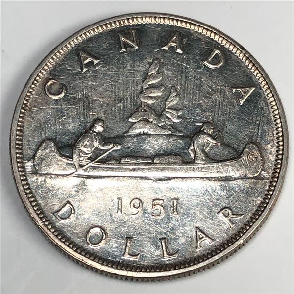 1951 King George VI Canadian Silver Dollar SWL