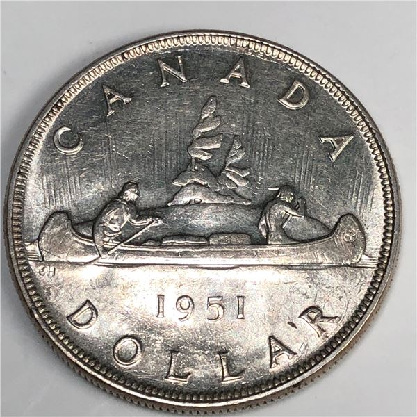 1951 King George VI Canadian Silver Dollar UNC