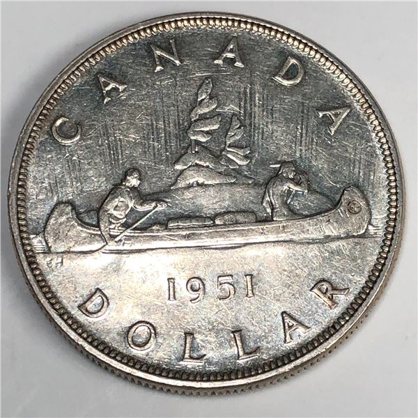 1951 King George VI Canadian Silver Dollar DBL-HP