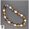 Image 1 : #27-NATURAL FRESH WATER PEARL, TIGER EYE BRACELET