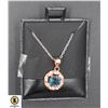 Image 1 : #104-NATURAL SWISS  BLUE TOPAZ ,CZ PENDANT