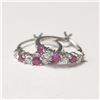 Image 1 : BZ1320-27 SILVER CREATED RUBY HOOP EARRINGS