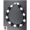 Image 1 : #260-NATURAL FRESH WATER PEARL ,BLACK AGATE BRACEL