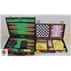 Image 1 : 2 SETS BACKGAMMON DOMINOS CHECKERS CHEST GAMES