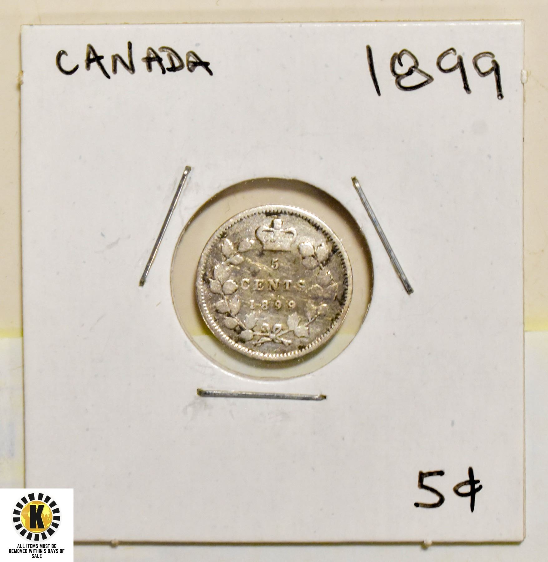 1899 CANADIAN 5 CENT SILVER COIN
