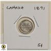 Image 1 : 1891 CANADIAN 5 CENT SILVER COIN