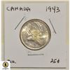 Image 1 : 1943 CANADIAN 25 CENT SILVER COIN