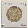 Image 1 : 1949 CANDIAN SILVER 50 CENT COIN