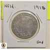 Image 1 : 1918 SILVER NEWFOUND LAND 50 CENT COIN