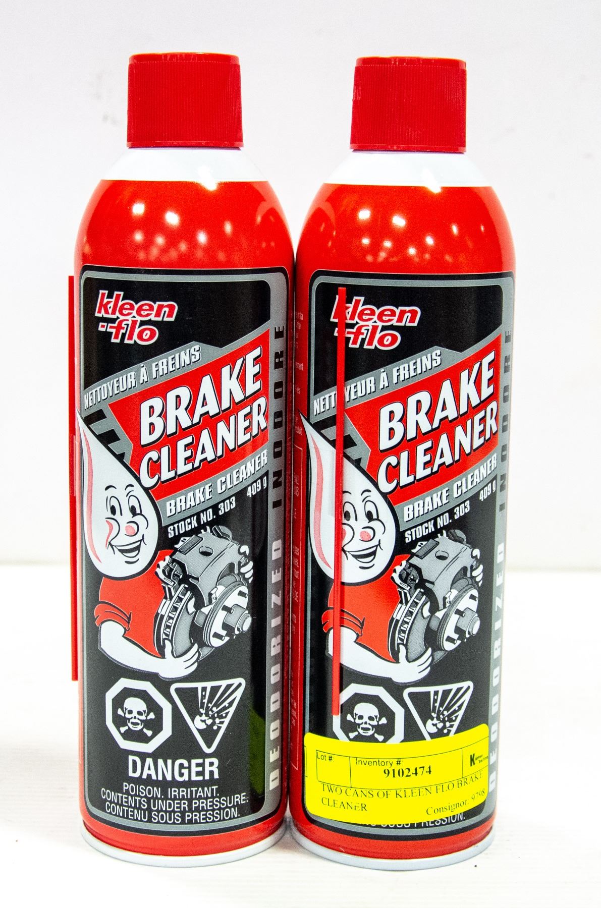 TWO CANS OF KLEEN FLO BRAKE CLEANER