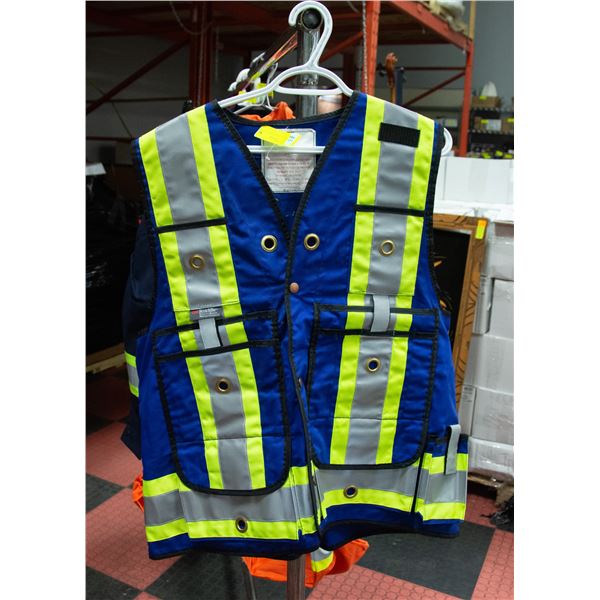BLUE REFLECTIVE STRIP VEST,XL