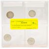 Image 1 : 4 CANADIAN SILVER DIMES 1955-57-58-61