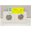 Image 1 : CANADIAN 1954 + 1967 SILVER 5 CENT COINS