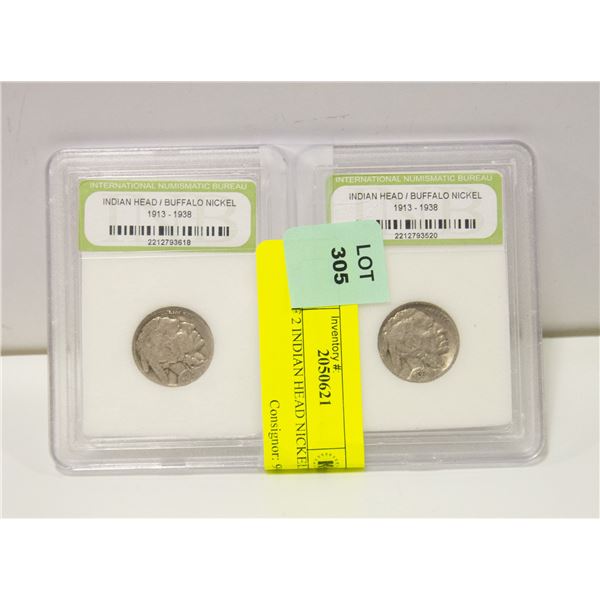 LOT OF 2 INDIAN HEAD NICKELS