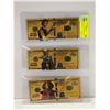 Image 1 : 3 NOVELTY STAR WARS GOLD PLATED NOTES