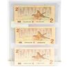 Image 2 : LOT OF 3 CANADA 2 DOLLAR BILLS