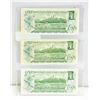 Image 2 : LOT OF 3 CANADA 1 DOLLAR BILLS