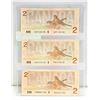 Image 2 : LOT OF 3 CANADA 2 DOLLAR BILLS