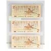 Image 2 : LOT OF 3 CANADA 2 DOLLAR BILLS