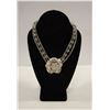 Image 1 : SILVER,CRYSTAL AND RHINESTONE NECKLACE