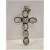 Image 1 : 3 1/2" SILVER CROSS WITH OPAL STONES
