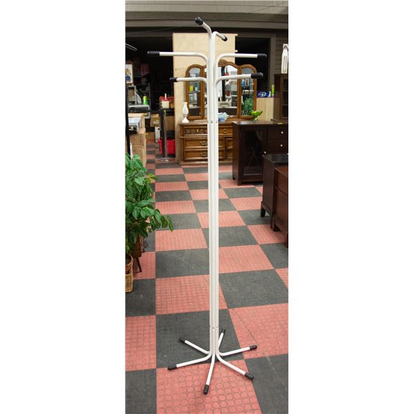 WHITE METAL COAT RACK - AS IS