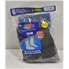 Image 1 : BLACK CREW SOCKS SZ 12-16 - 6PK FRUIT OF THE LOOM