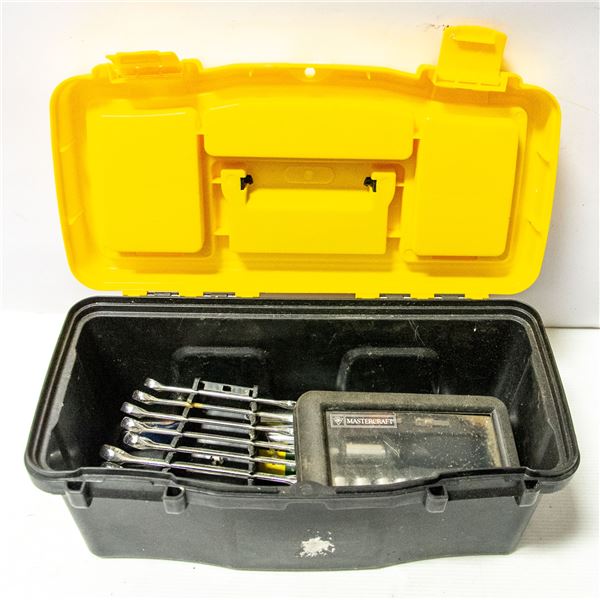 YELLOW TOOL BOX AND CONTENTS