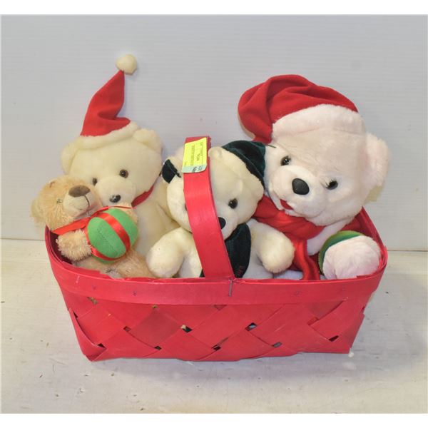 BASKET OF CHRISTMAS BEARS