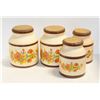 Image 1 : FLAT OF 4 FLOWER PORCELAIN JARS WITH CORK LIDS