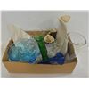 Image 1 : LOT OF DECORATIVE VASES AND BLUE LARGE CANDY DISH